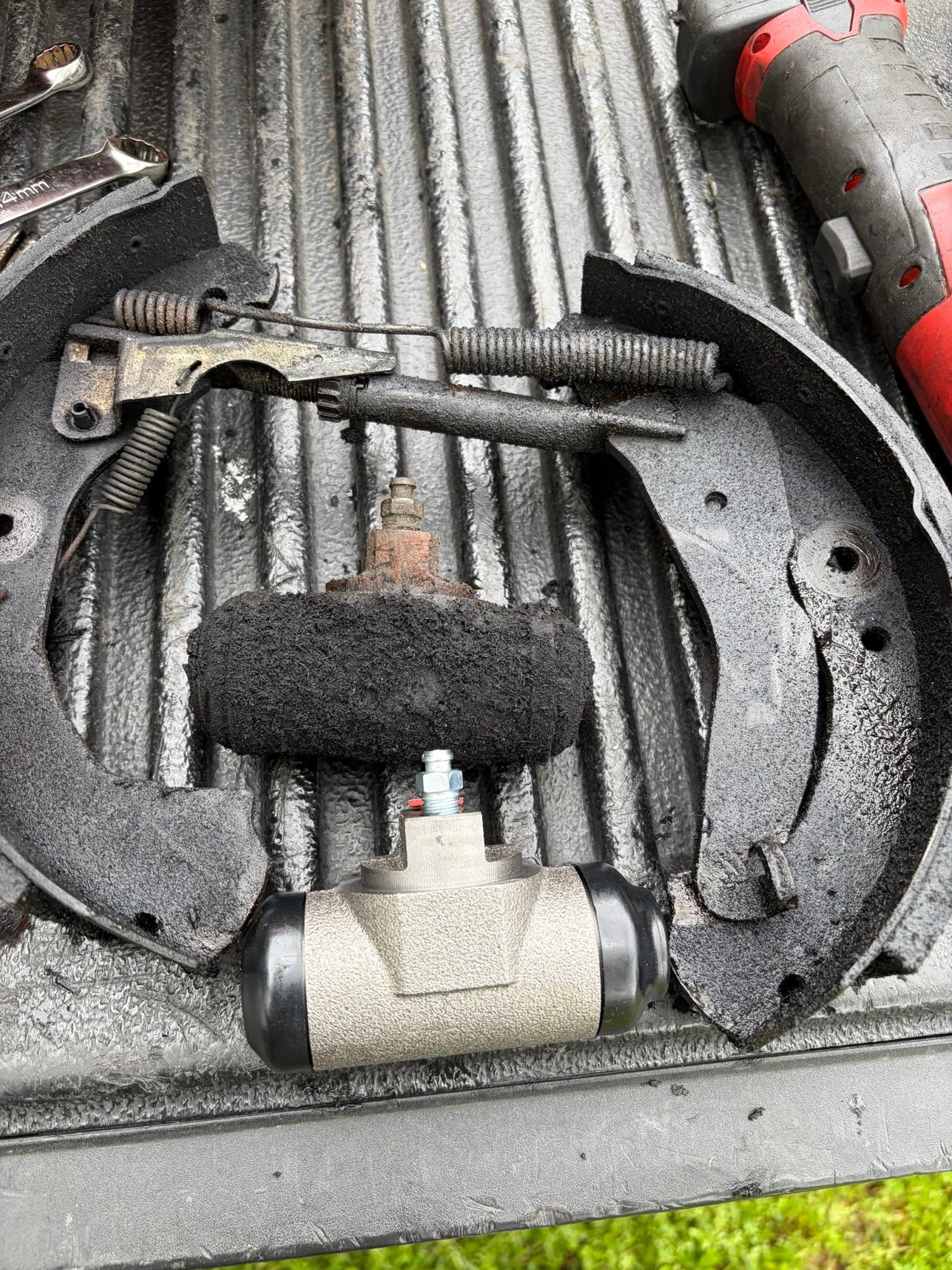 Brake and suspension repair in progress
